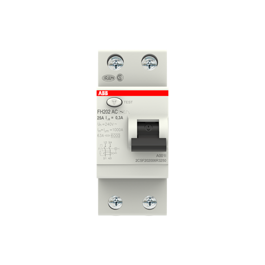FH202AC-25/0,3 (RCCB, 25A, 2P, 300mA, IEC/EN 61008)