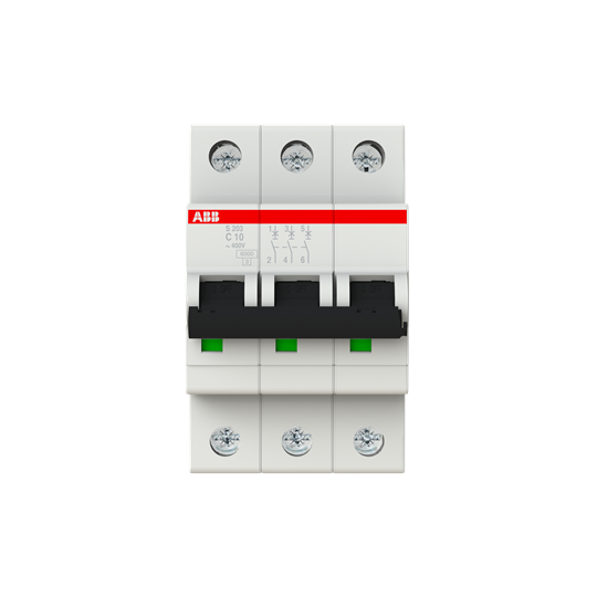 S203-C 10 (MCB, 10A, 3P, 10 kA, IEC/EN60947-2)