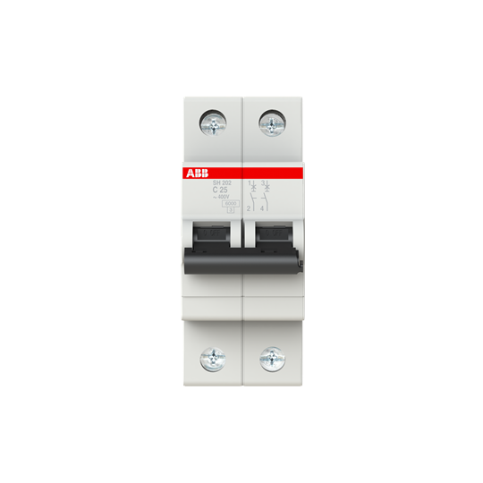 SH202-C 25 (MCB, 25A, 2P, 6 kA, IEC/EN 60898) 