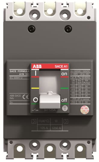 A1C 125 TMF 63-630 3p F F (MCCB, 63AT/125AF, 3P, 25 kA, FIXED THERM. MAGNET. TRIP UNIT)