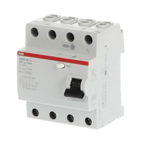 [2CSF204006R1250] FH204AC-25/0,03 (RCCB, 25A, 4P, 30mA, IEC/EN 61008)