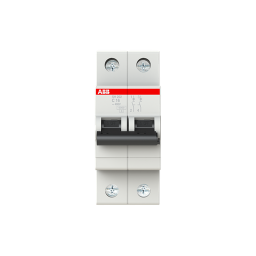 [2CDS212001R0164] SH202-C 16 (MCB, 16A, 2P, 6 kA, IEC/EN 60898) 