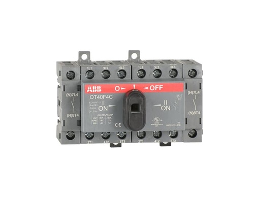[1SCA104934R1001] CHANGE-OVER SWITCH OT40F4C (MANUAL, 4P, 40A, I-O-II, IP20, OPEN TRANSITION)