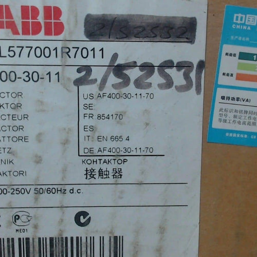 [1SFL577001R7011] AF400-30-11#100-250V (AC3-200kW, AC1-600A, 3P CONTACTOR WITH 1NO+1NC)